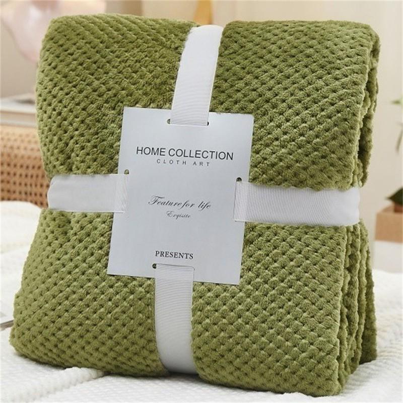 Pineapple Plaid Winter Flannel Blanket - Thick Coral Fleece Throw for Office, Air Conditioning, and Plush Nap Comfort