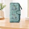 Cute cycling kitten long zipper wallet large capacity card holder unisex clutch bag stylish zippered coin purse suitable for daily use perfect gift