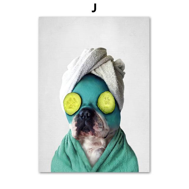 Dog Puppy Posters Bulldog Skateboard Salon Nursery Funny Animals Wall Art Canvas Painting Nordic Prints Pictures Kids Room Decor