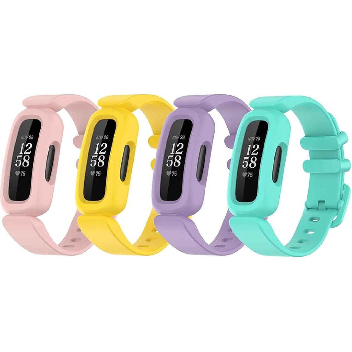 Bands Compatible with Fitbit Ace 3 Watch Strap, Colorful Silicone Accessories Replacement Wristbands for Fitbit Ace 3 Activity Tracker Pink&Yellow&Purple&Teal