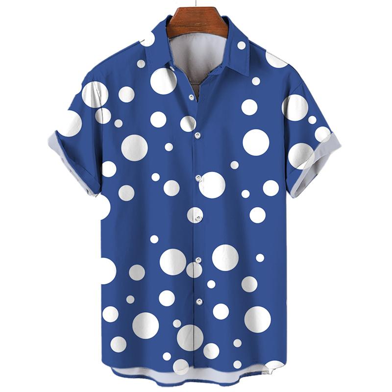 Men's Hawaiian Shirt Summer Stripe Printed Short Sleeved Shirts Lapel Button Large Men Street Clothing Fashion Casual Social Top