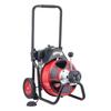 Drain Cleaner Machine 22m X 13mm, Auto Feed Sewer Snake Auger On Wheels, Portable Drain Cleaning Machine with 4 Cutters & Air-activated Foot Switch