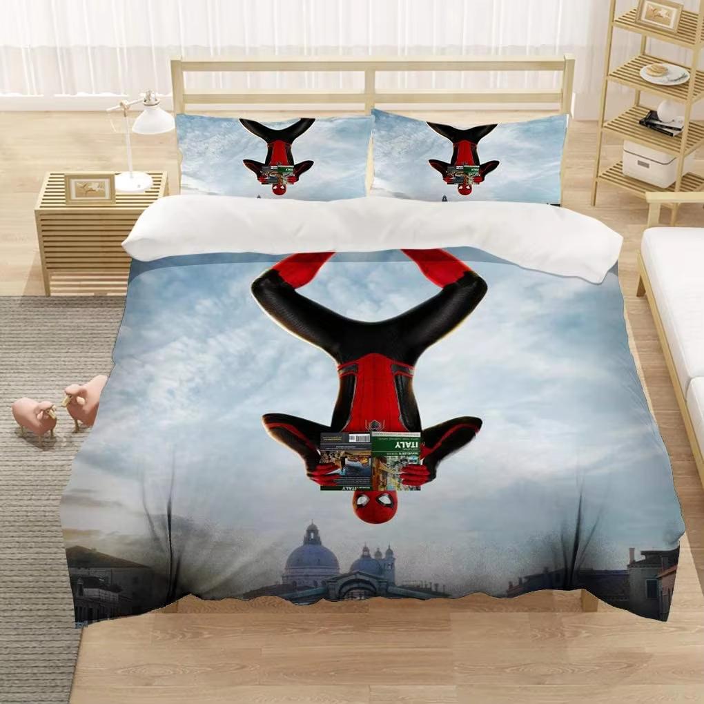 Marvel Comics Spider-Man Set Biancheria da Letto Anime Copripiumino 1009 Poliestere Adatto per Bambini e Adulti Set da 3 Pezzi