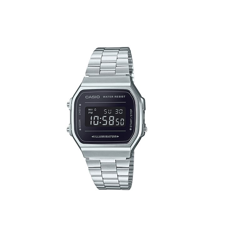 Casio Vintage A168 Classic Silver Square Retro Waterproof Quartz Watch Unisex watches Black A168WEM-1 Regular Watch Box,Silver