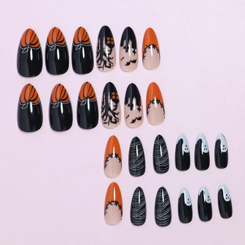 

24 шт. накладные ногти на Хэллоуин для вечеринки, косплея, накладные ногти, дизайн ногтей на Хэллоуин, акриловые накладные ногти