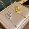 2026 Summer Trend: Women's Tassel Double Ring Titanium Necklace with Zircon & Full Diamond Clavicle Chain