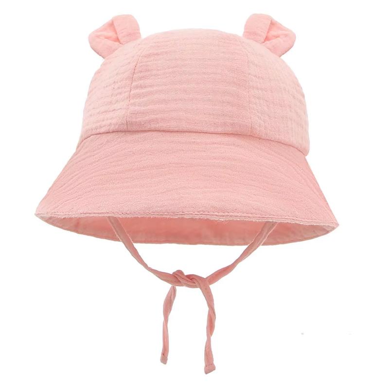 Baby Sun Hat With Ears Cute Bunny Newborn Boys Girls Bucket Hat Summer Kids Toddler Panama Cap 0 to 12 Months Soft Cotton