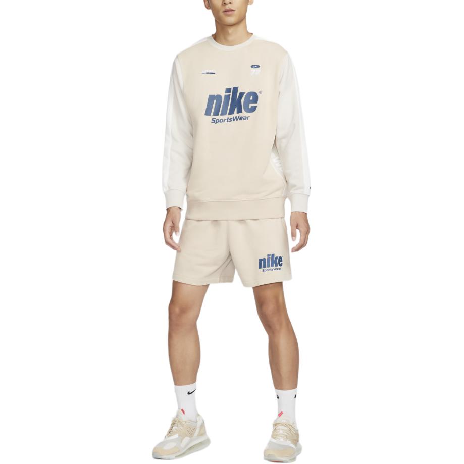 Nike Logo Casual Crew Neck Long Sleeve Sweatshirt Men Sweatshirt Beige HQ4949-126