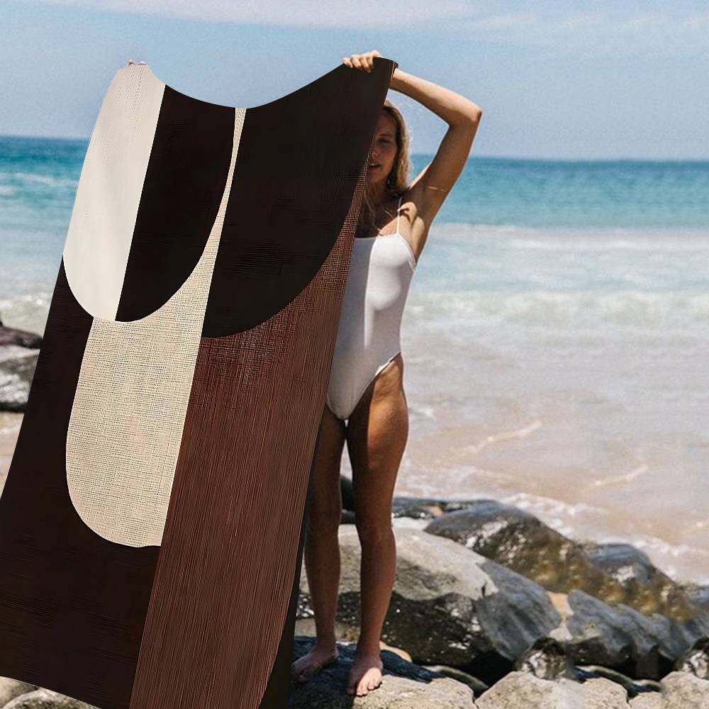 Abstract Retro Zwart Geometrisch Microvezel Strandlaken Absorberend Sneldrogend Zacht Yoga Zwemmen Resort Bergbeklimmen Handdoek