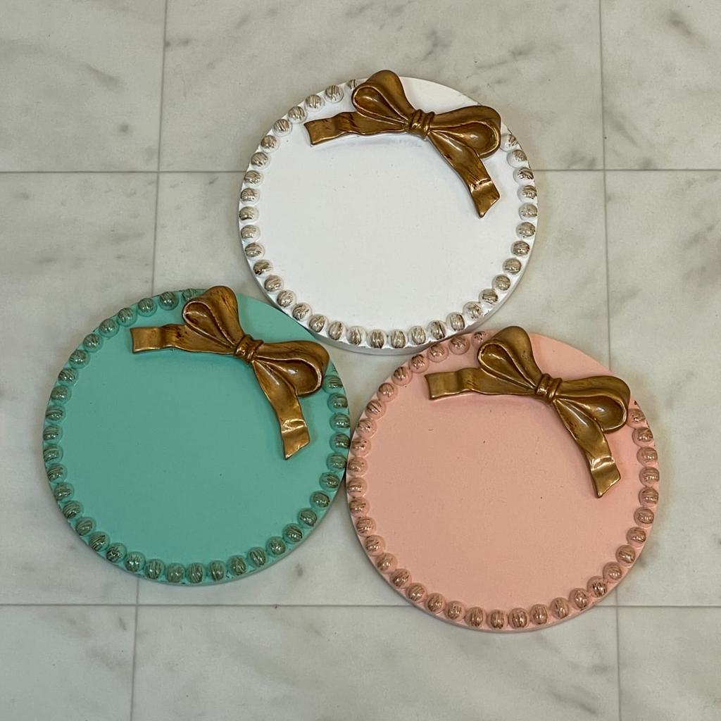 Podkładka Vivienne, 10cm, Różowa, Wstążka Princess Interior, Salon Cafe, 54920CT-PK