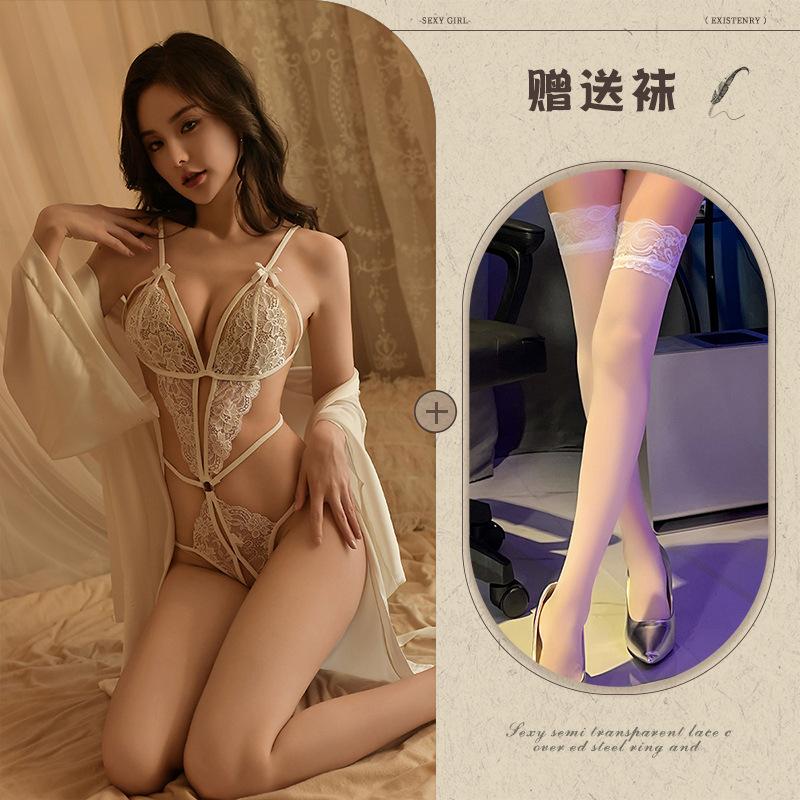 Sexy Lingerie Sexy Lace Seduction Onesie Hot Hollow Open File Women