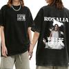 Washed Vintage Rosalia Lux Album Graphic T Shirt Men Women Hip Hop Fashion Pop Music Tshirts Male Casual Oversized Streetwear