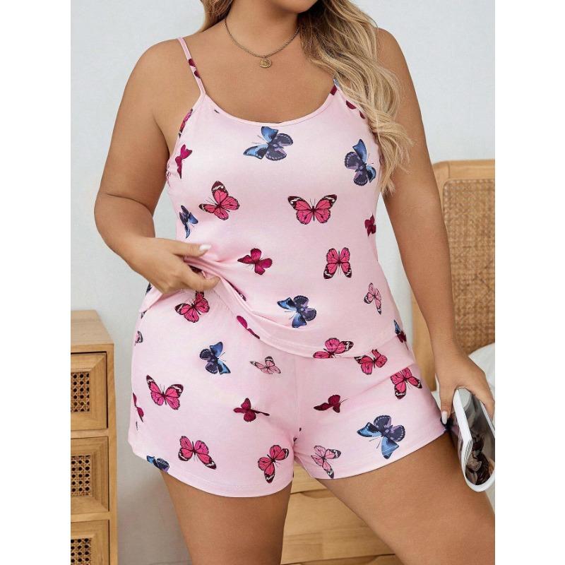 

Летние тонкие шорты с принтом бабочки, пижамный костюм, домашняя одежда больших размеров 5XL разноцветный