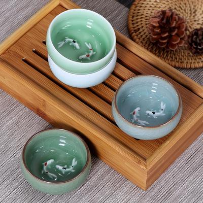 60ml Krakelee Goldfisch Seladon Porzellan Teetassen Zarte Longquan Teetasse Schale Kungfu Servierbar Chinesische Teetasse Teezubereitung