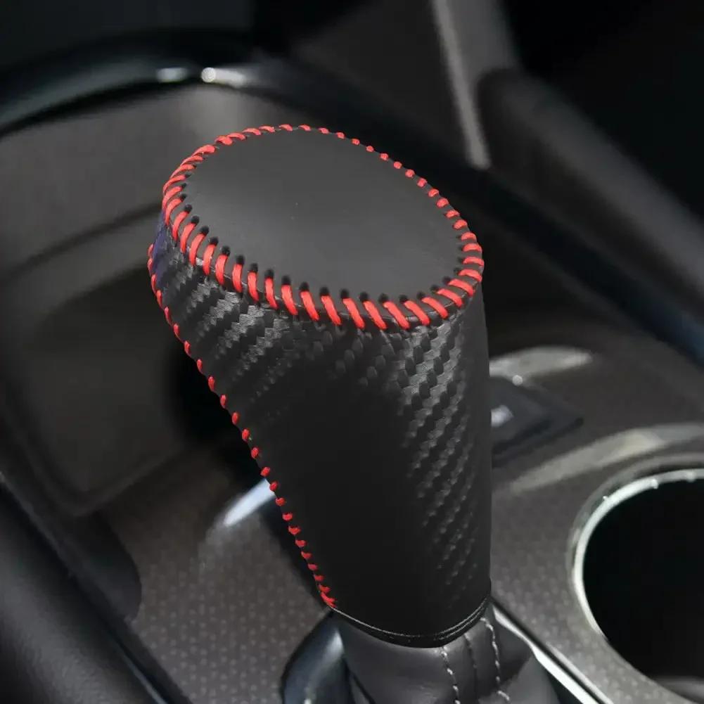 Car Leather Carbon Fiber Gear Head Shift Collars Cover for Chevrolet Chevy Malibu XL 2016-2020 Equinox 2017-2019 Cruz 2017 2018