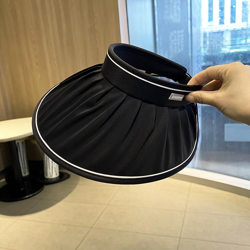 Women's Korean-Style Sun Visor Hat - Summer UV Protection, Wide Brim Design for Outdoor Use, Visually Slims Face
