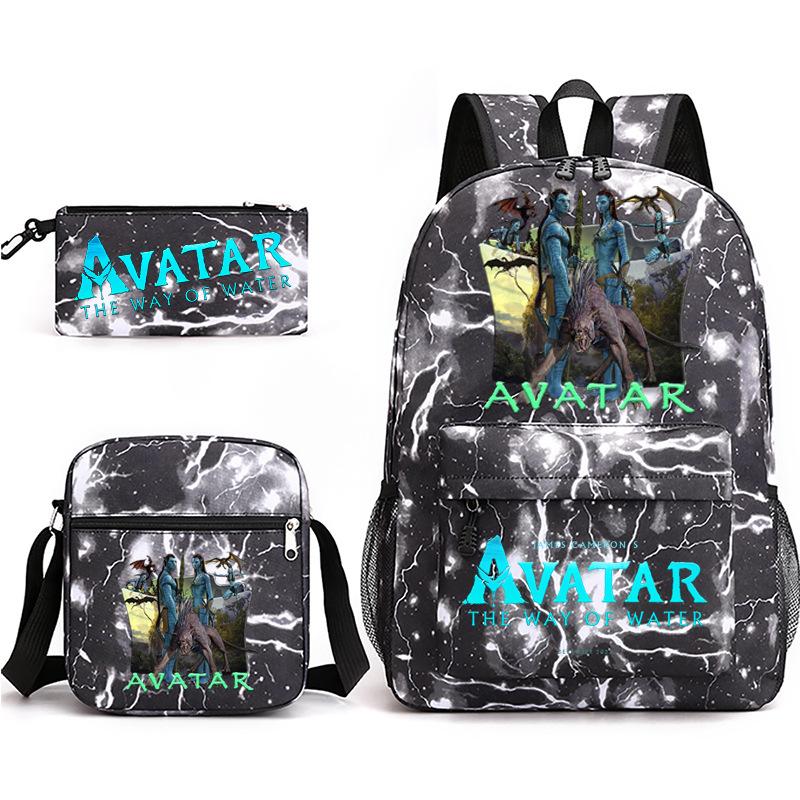 Large Capacity Schoolbag with Shoulder Strap; Student Three-piece Pencil Case Set