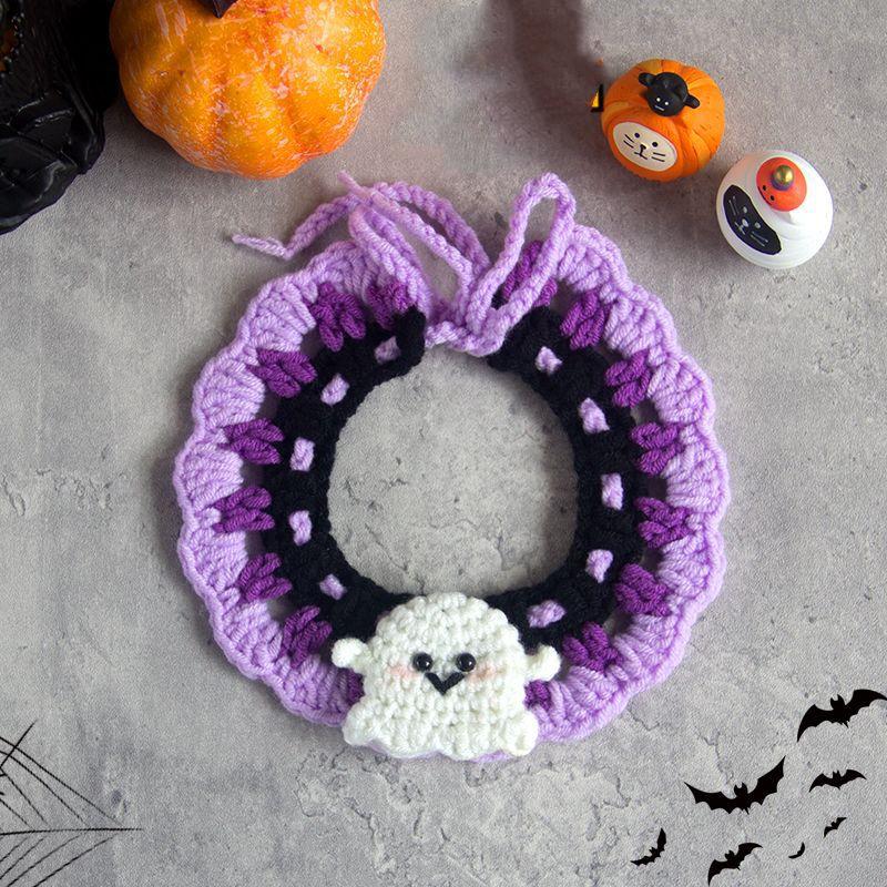 Cute Halloween Pet Cat Dog Woven Scarf Hat Clothing Collar Kawaii Cartoon Cats Dress Up Clothing Costume Pet Accessories