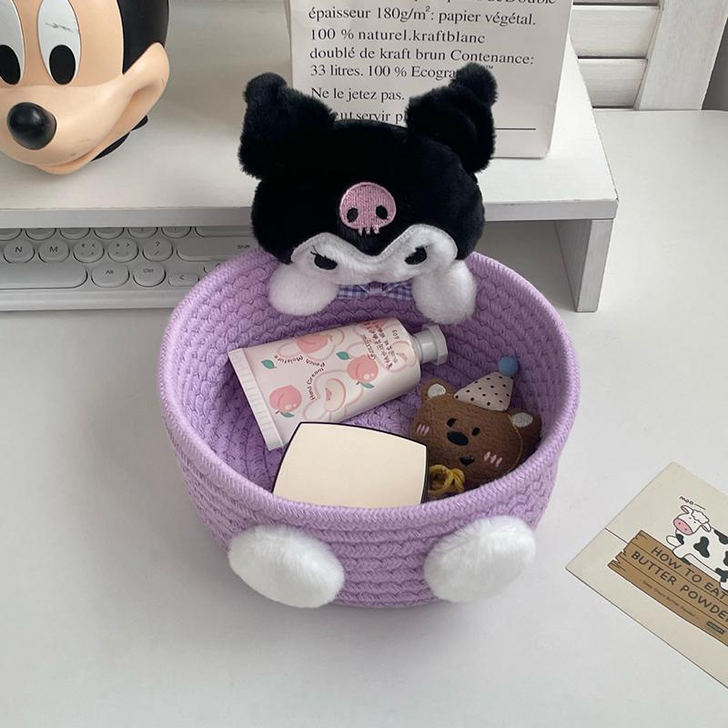 Kawaii Pink Hello Kitty Cartoon Storage Basket Cute Charm Cosmetics Toys Storage Box Bedroom Decoration Birthday Gift
