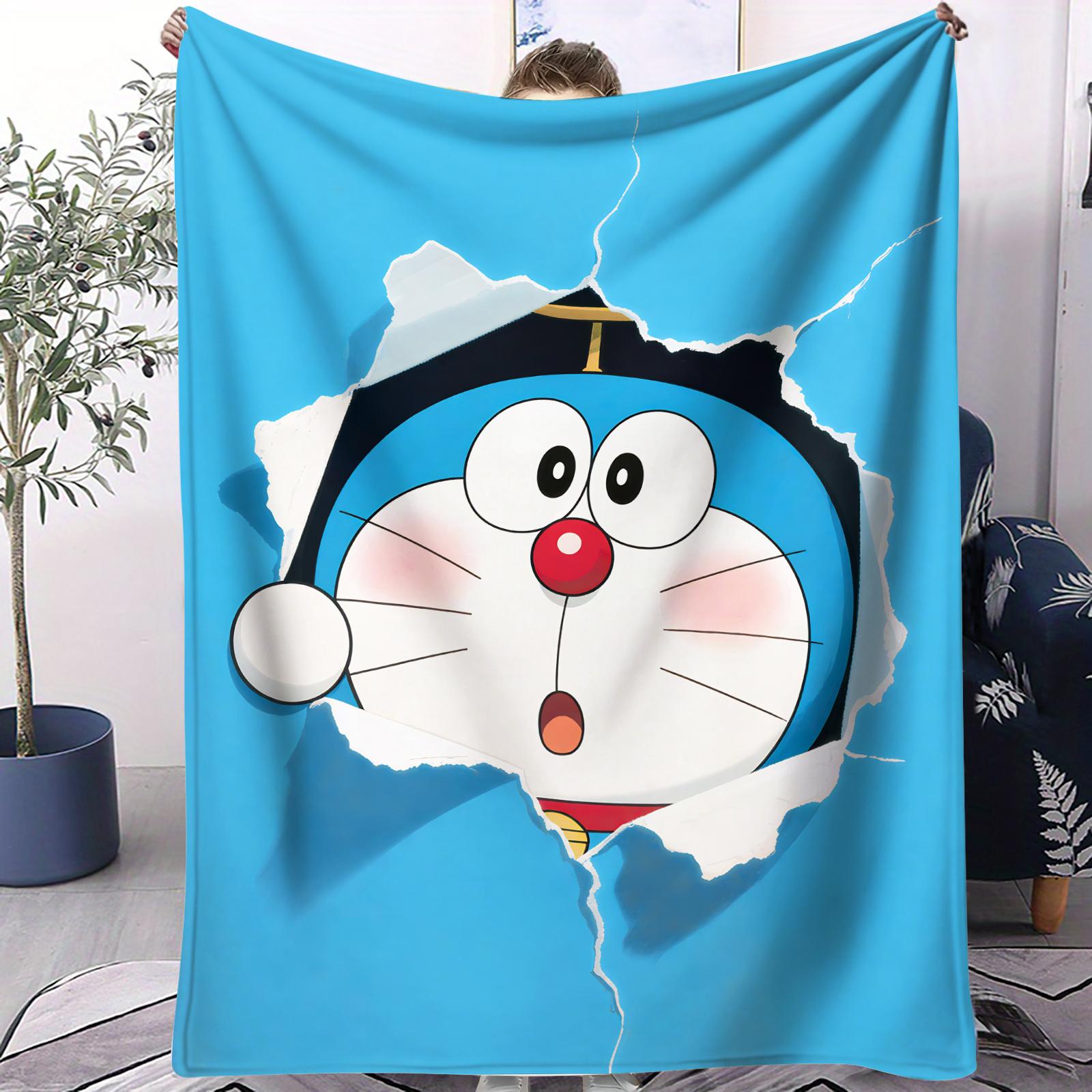 

Sleeping pajama on the moon Doraemon Print Blanket For Office Travel Comfort Leisure Camp Multifunctional Universal Blanket Gife 70x100cm