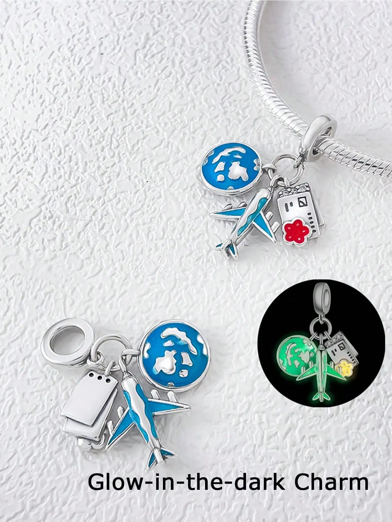 Шармы Серебро Медные Цвета Дорожный Багаж Камера Бусина Шарм Подвеска Для Оригинального Браслета Для Женщин DIY Украшения Подарок Любви