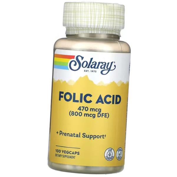 Folic Acid 470, Solaray  100 Vegcaps (36411085)