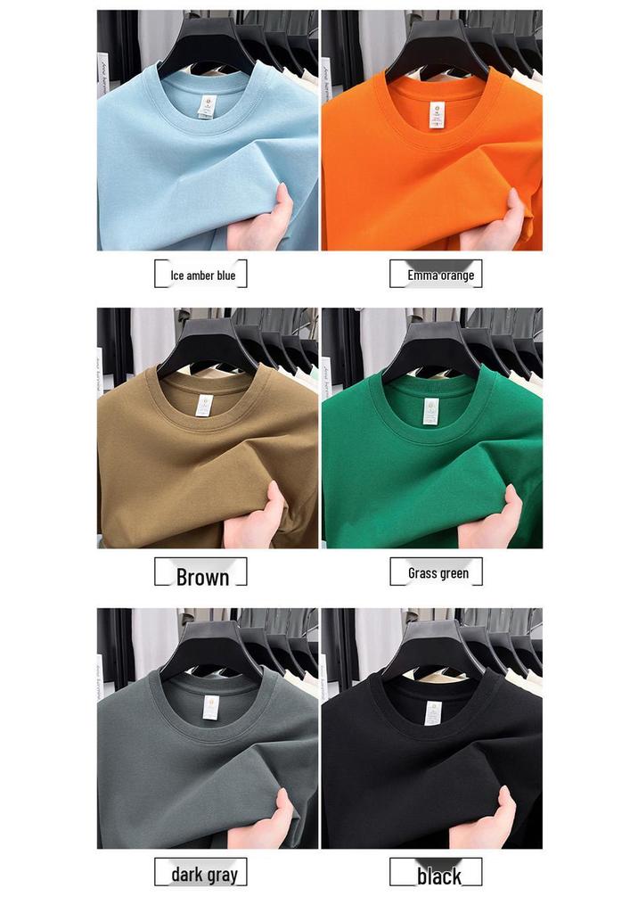 Men's 100% Cotton Casual Short-Sleeve Round Neck T-shirt - Solid Color, Summer Style