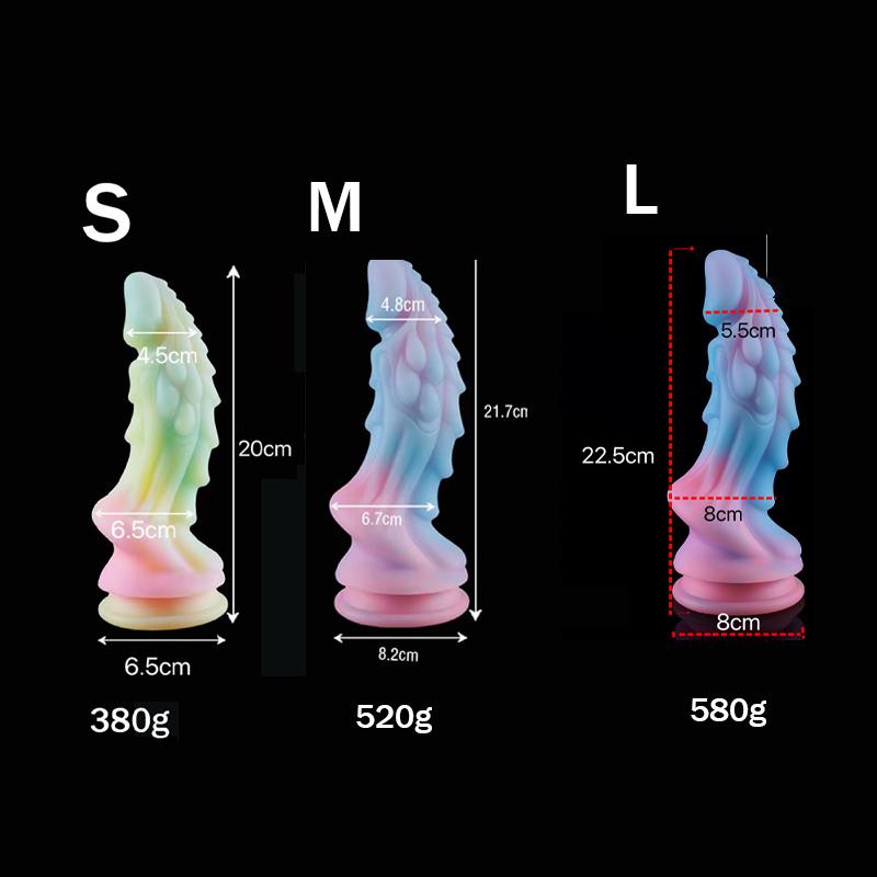 Luminous Dildo Anal Women Men Colourful Night Glow Dildo Penis Huge Dragon Monster Dildo Butt Plug Adult Sex Toy