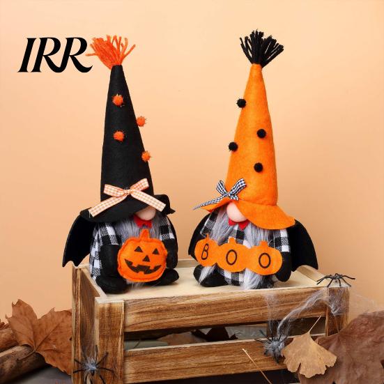 Festive Home Decor Halloween Plush Gnome Decoration, Spooky Orange Black Boo Pumpkin Swedish Tomte Decorative Toys Figurine, Elf Dwarf Ornaments