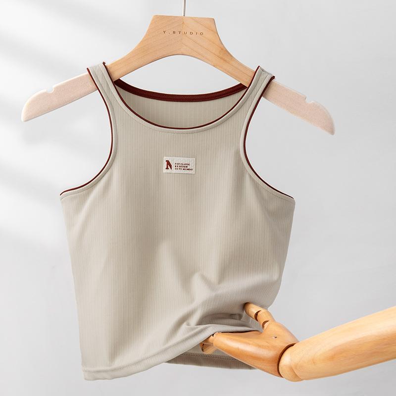 

Рукава с интегрированными нагрудными подушечками Квадратный вырез Весенне-летняя одежда Широкие плечи Для защиты груди от обнажения Топ без рукавов One size