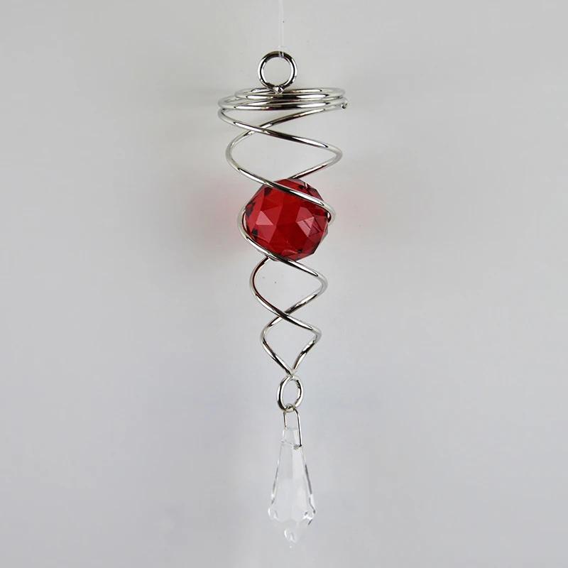 1pc Gazing Ball Spiral Tail Wind Spinner Stabilizer Stainless Steel Round Crystal Sun Catcher Hanging Swivel Hook Garden Decor