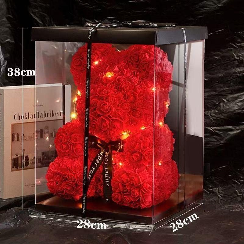 Preserved Rose Flower Bear for Teacher's Day, Christmas, Valentine's, Birthday - Real Flower Gift