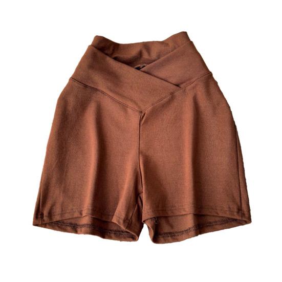 

Women Shorts V-Shaped High Waist Design Pure Color Yoga Shorts Elastic Waistband Butt-Covering Summer Short Pants кавовий