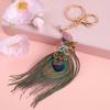 Rhinestone Peacock Keychain Enamel Peacock Charm with Feather Sparkly Peacock Key Chain Bag Charm Gift for Women Men