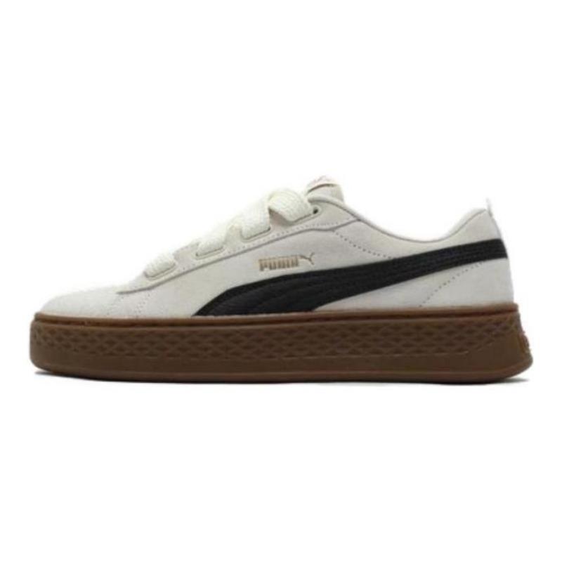 PUMA Smash Platform WIDELACE Women Low-top Fashion Wear-resistant Skate Shoes Off-white Black 404158-03 37.5