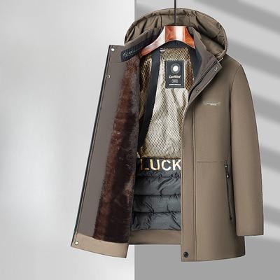Winter Herenkleding Katoen Gevoerd Zwart en Goud Warm Dons Verdikte Katoen Gevoerde Jassen Business Casual Dons Katoen Gevoerde Kleding