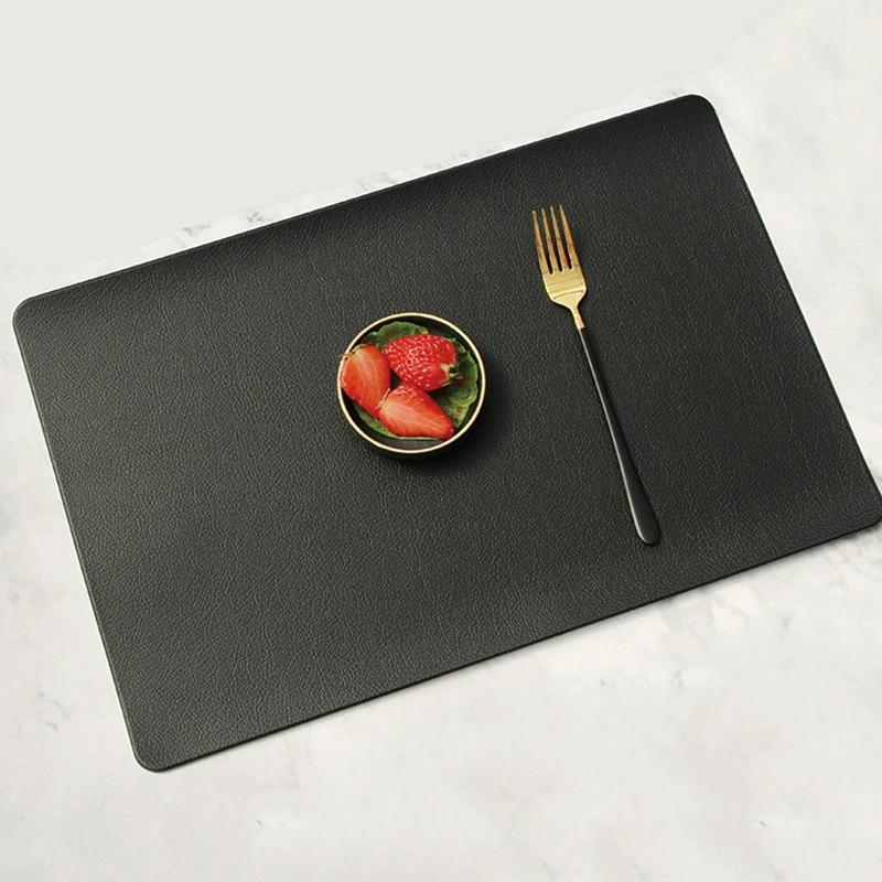 1PC Leather Meal Mat Anti Slip Desk Pad Black White Colors Available Simple Styles Home Office Pantry Table Mats Accessories ZYF