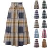 Ladies' Plaid Printed Casual Elastic Waist Drawstring Skirt