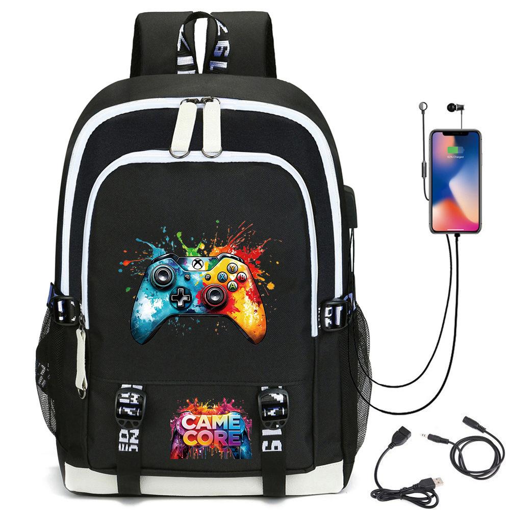 Digital Printing Gamepad Pattern Backpack Cartoon Elementary School Bag Large Capacity Usb Backpack