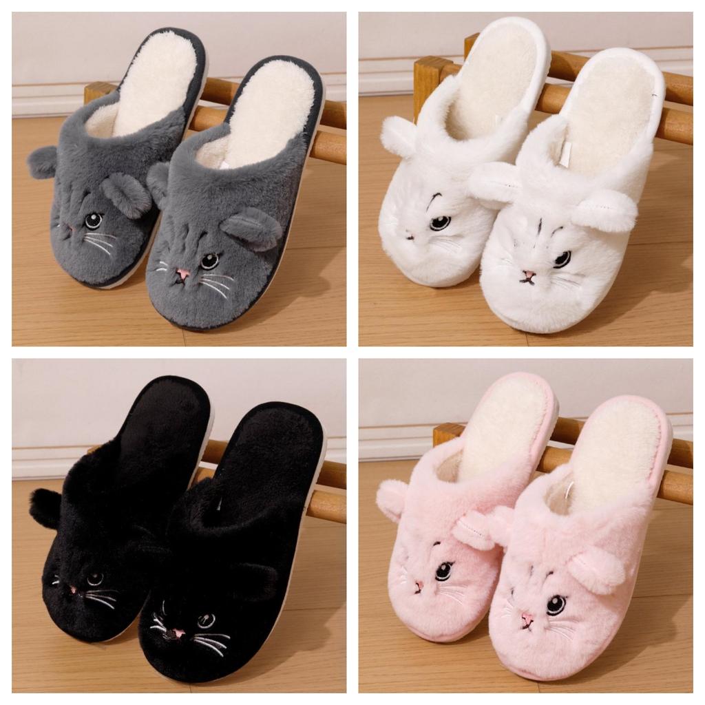 Cute Cartoon Cat-Shaped Indoor Slippers for Women, Comfortable with A Soft, Non-Slip Sole
