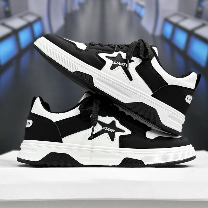 Mens Soft Sole Fashion Versatile Casual Sports Leather Upper Skateboard Shoes
