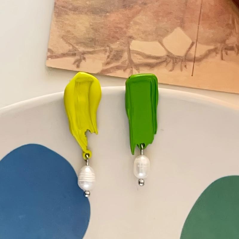 Orecchini Artistici Moderni con Orecchini a Pennellata di Pittura ad Olio per Donne Giovani alla Moda e Appassionati d'Arte