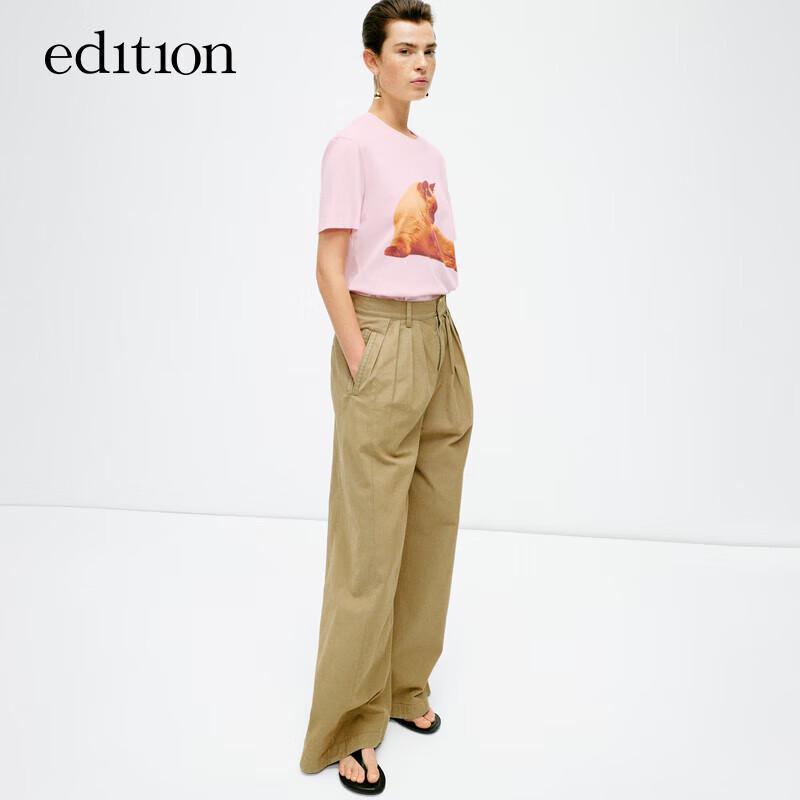 Women s Cat Print Cotton Linen T-Shirt M