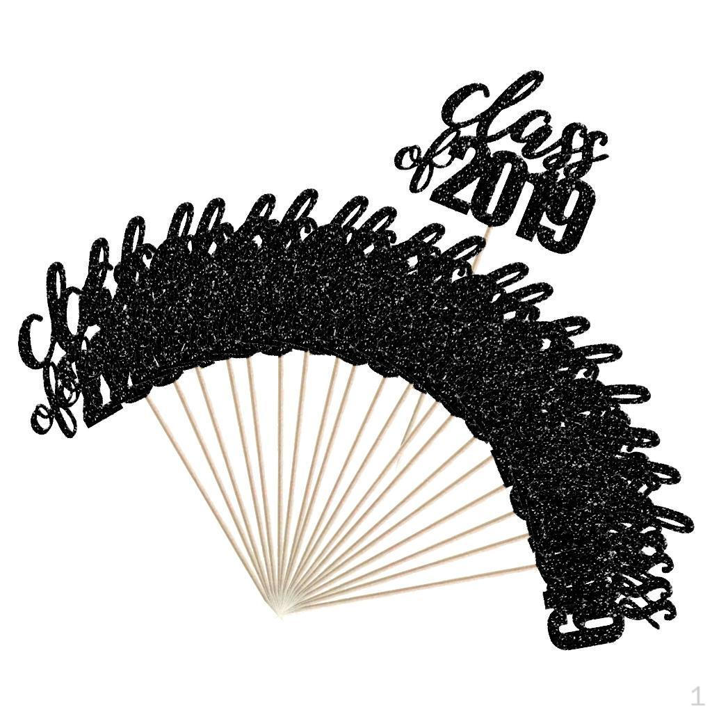 

20 PCS 10.9cm Class of 201 Cake Topper for Party Decorations Supplies, Glitter чёрный