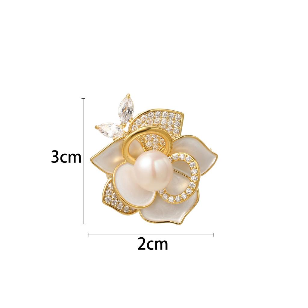 Snowflake & Butterfly Zircon Brooch with Freshwater Pearl for Women's Korean Style Suit Coat
