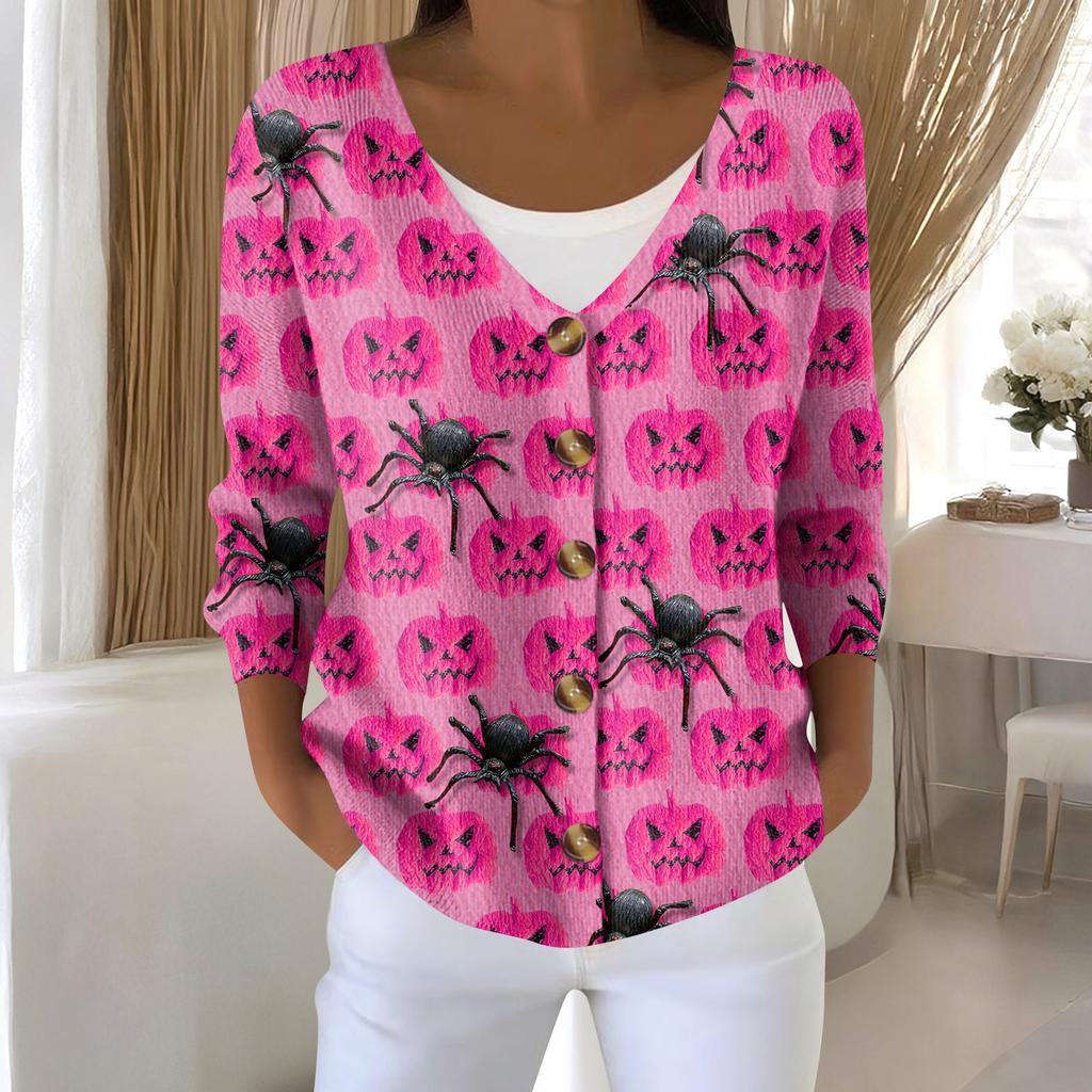 Damemote Langermet Christmas Snowman Snowflake Print Jakke Cardigan