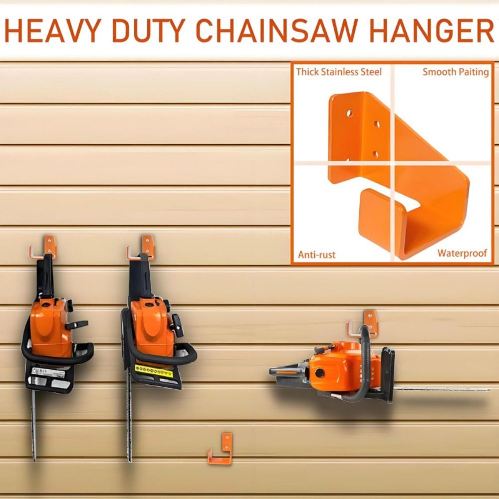 Wall-mounted Heavy Duty Chainsaw Hanger Multifunctional Carbon Steel Plate Orange Chainsaw Holders with Expansion Screws
