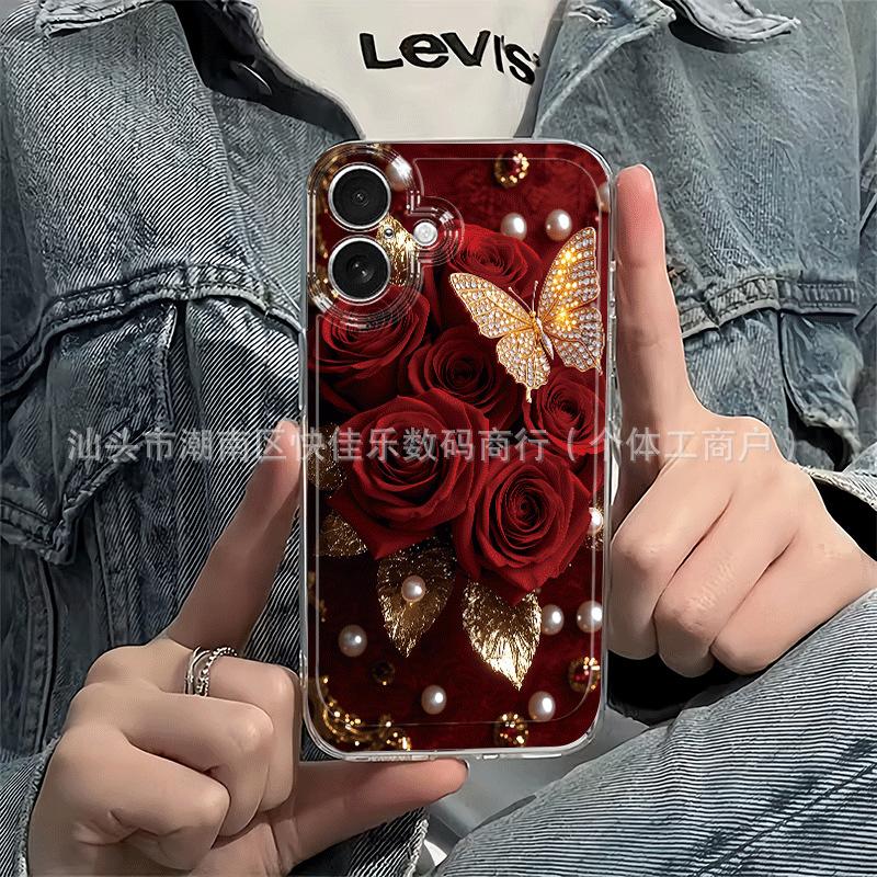 Pearl Butterfly iPhone17ProMax/16/15/14 Luxury 13 Apple 11/12mini Transparent Phone Case