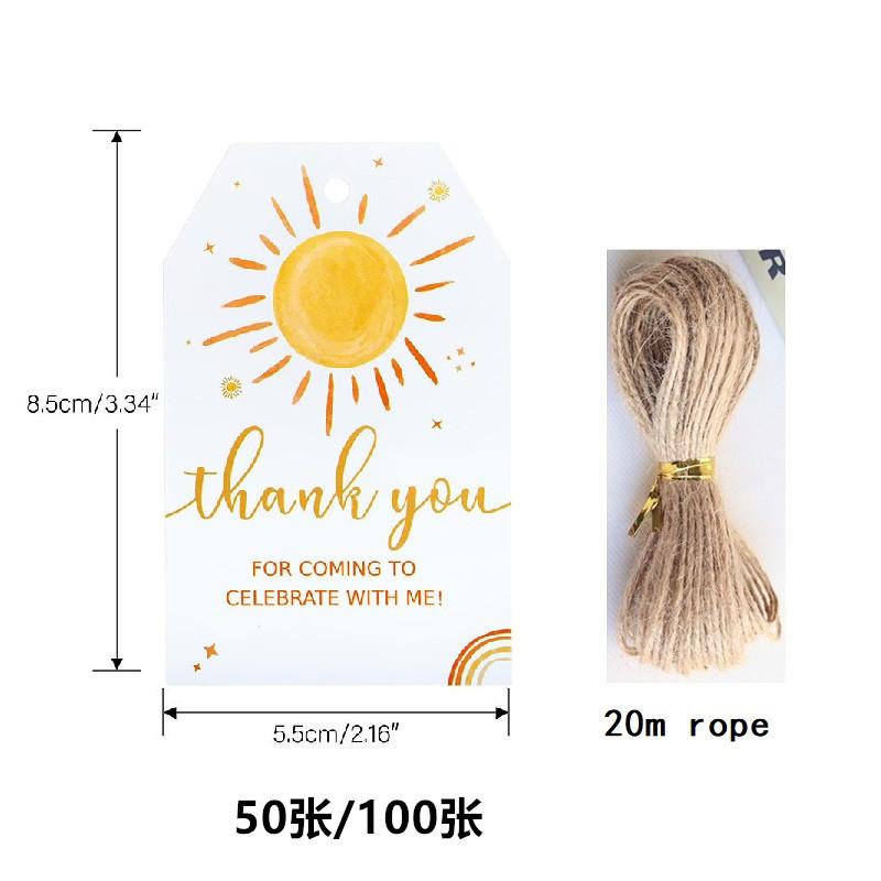 100 cards, birthday, wedding, party gift packaging, hanging card DIY message card, greeting card+rope 20 meters