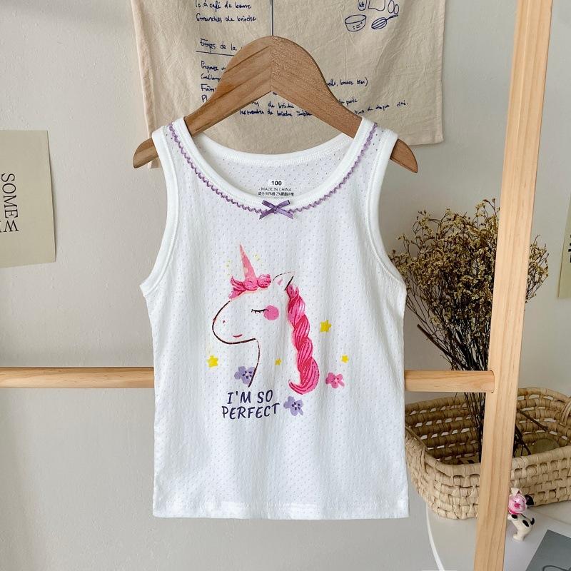 Boys pure cotton vest summer children's mesh hurdle girl baby sling little boy summer middle and older children's vest